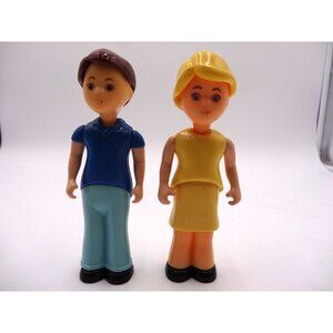 Little Tikes Dollhouse Girl Mother Yellow dress Blonde Hair and  Boy Brother Dad